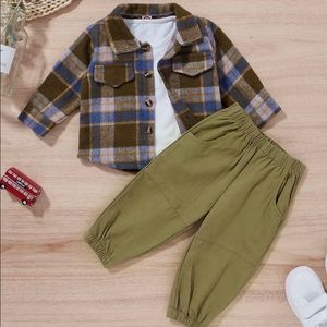 3-6 mo baby pants and flannel shirt